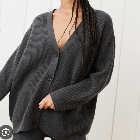 Jenni Kayne dark gray cocoon cashmere cardigan sweater size XXS - Picture 1 of 8